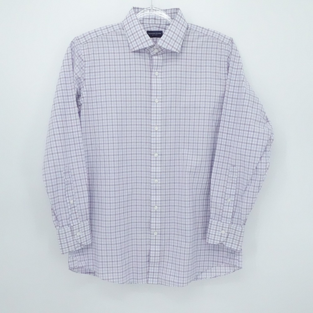 Proper Cloth‎ Shirt Mens Large Purple Check Dress Long Sleeve Button Lightweight